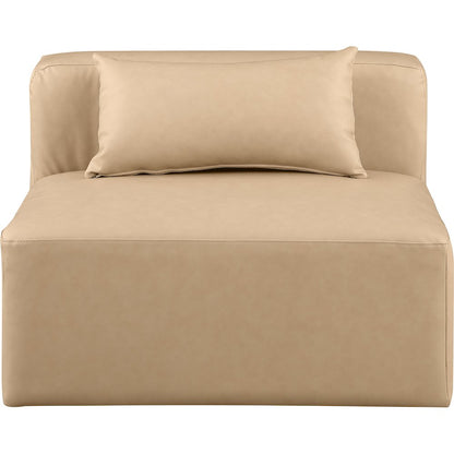 Cube Tan Vegan Leather Armless Chair