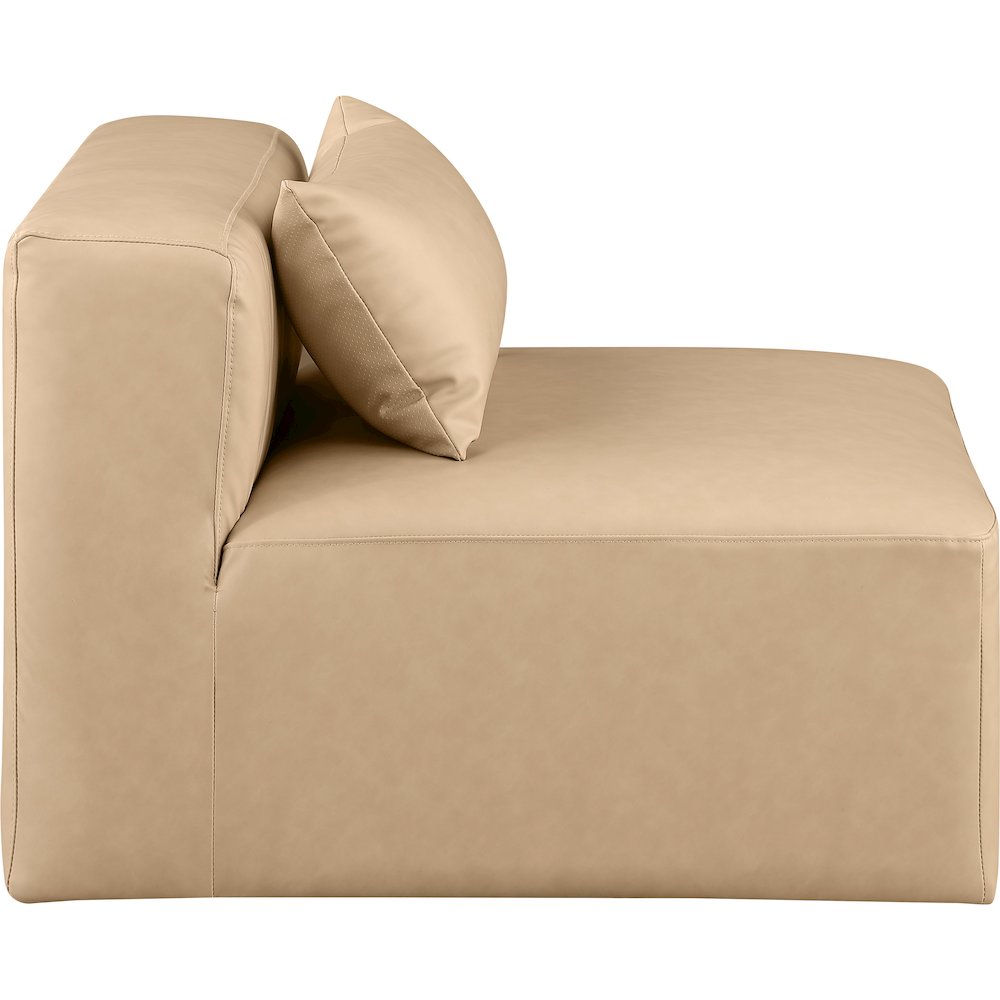 Cube Tan Vegan Leather Armless Chair