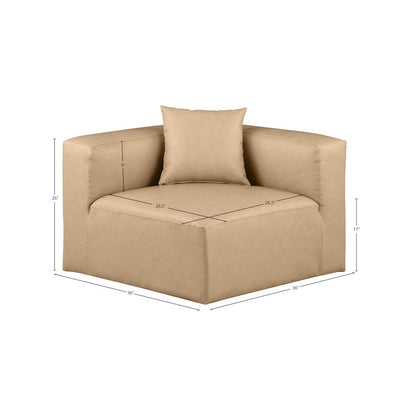 Cube Tan Vegan Leather Corner Chair
