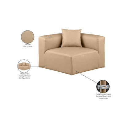 Cube Tan Vegan Leather Corner Chair