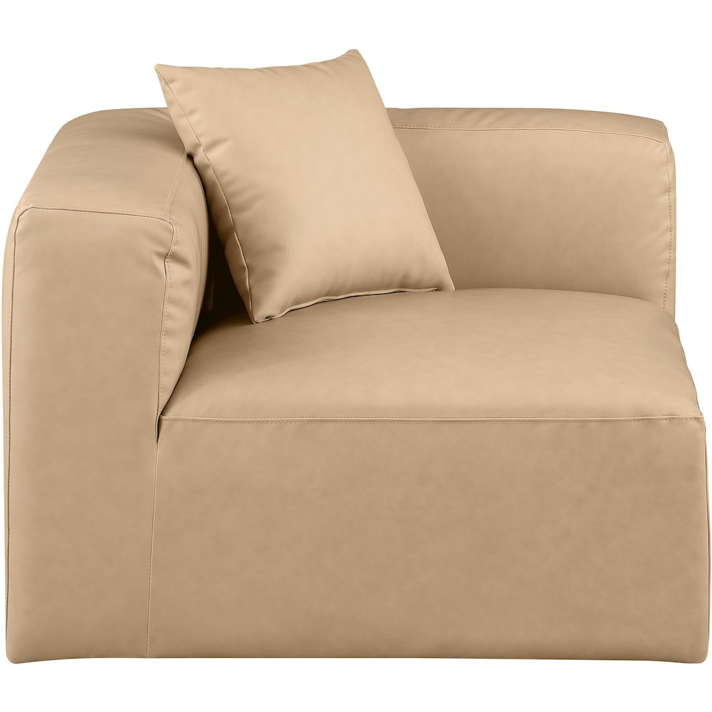 Cube Tan Vegan Leather Corner Chair