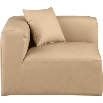 Cube Tan Vegan Leather Corner Chair