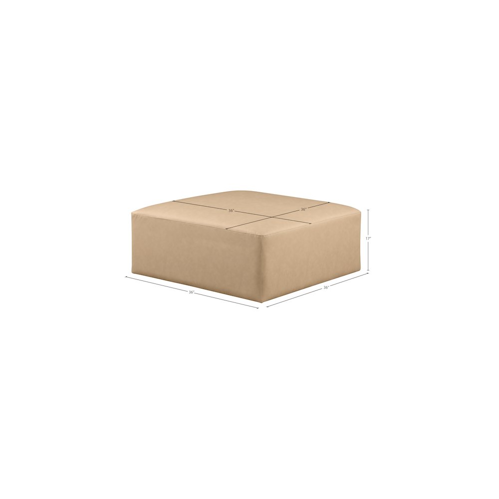 Cube Tan Vegan Leather Ottoman