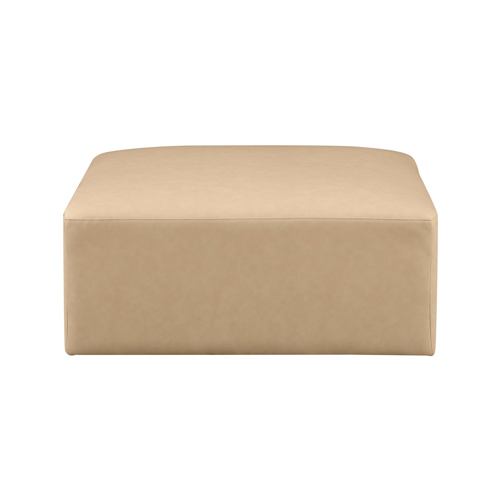 Cube Tan Vegan Leather Ottoman