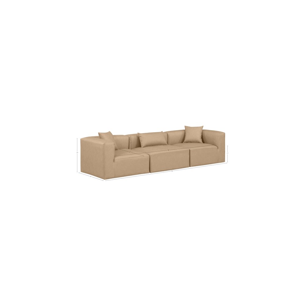 Cube Tan Vegan Leather Modular Sofa