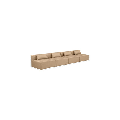 Cube Tan Vegan Leather Modular Sofa