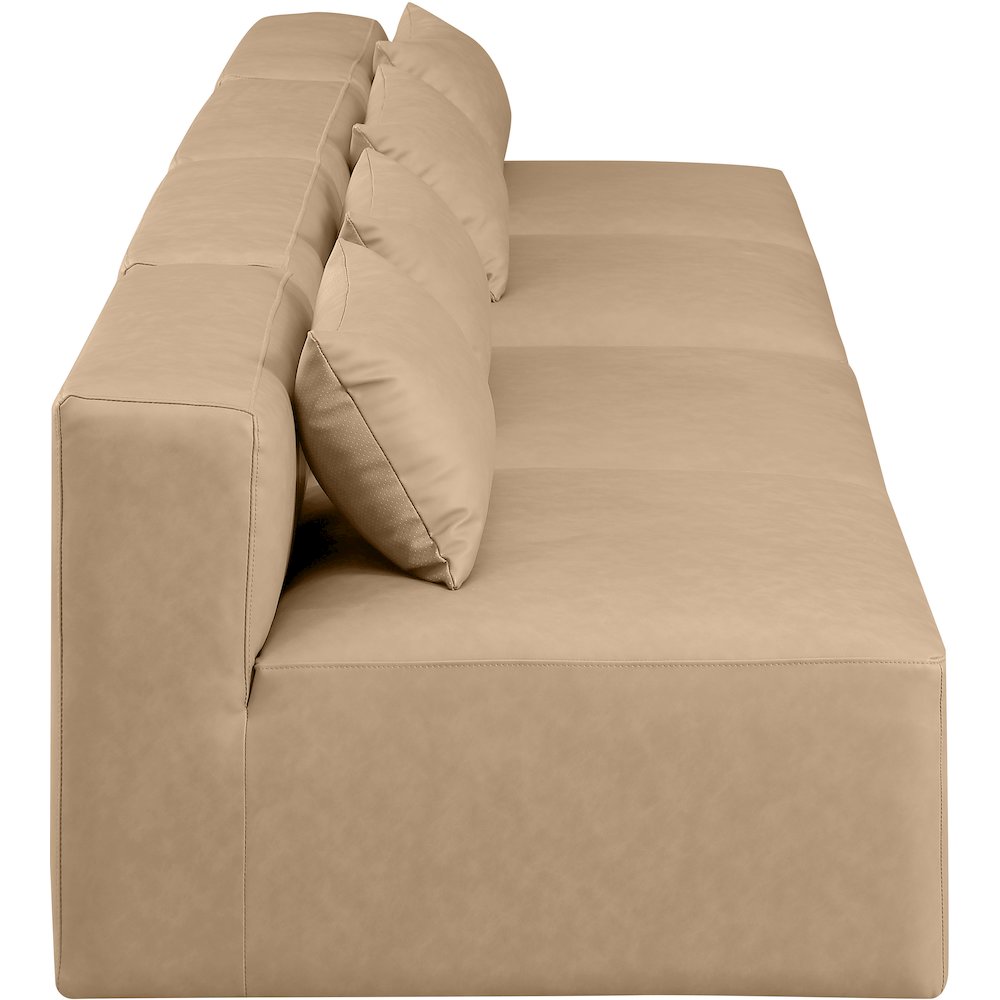 Cube Tan Vegan Leather Modular Sofa