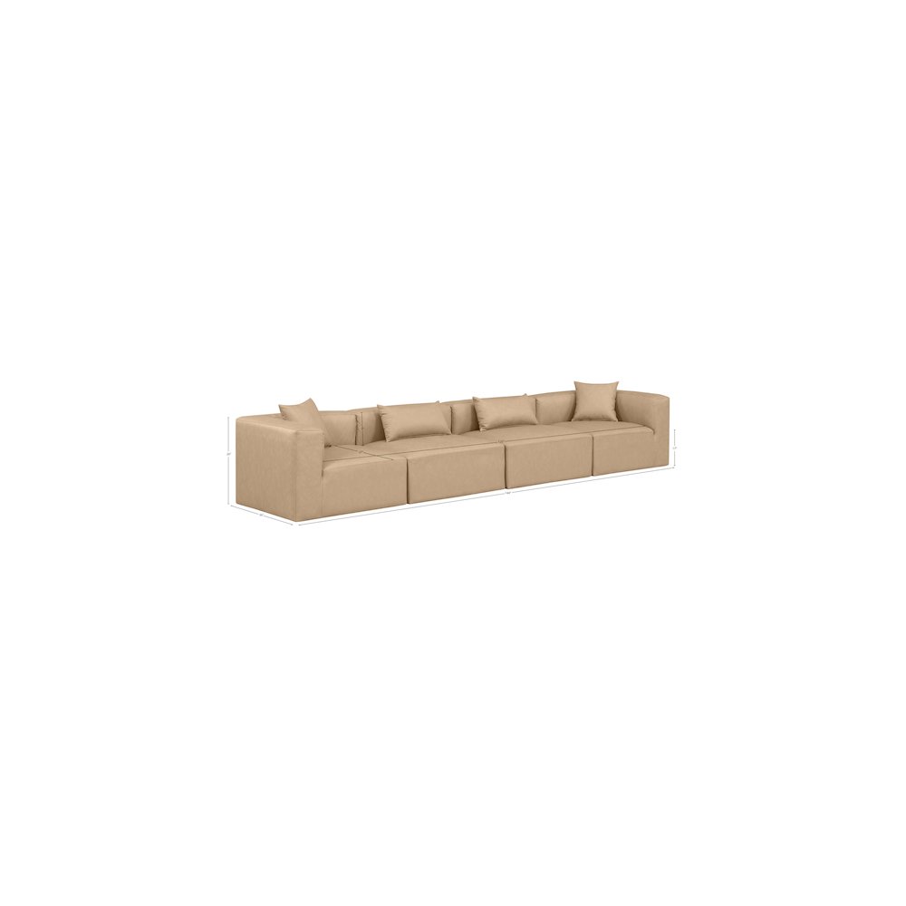 Cube Tan Vegan Leather Modular Sofa