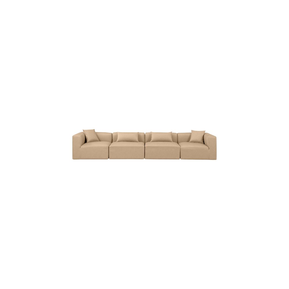 Cube Tan Vegan Leather Modular Sofa