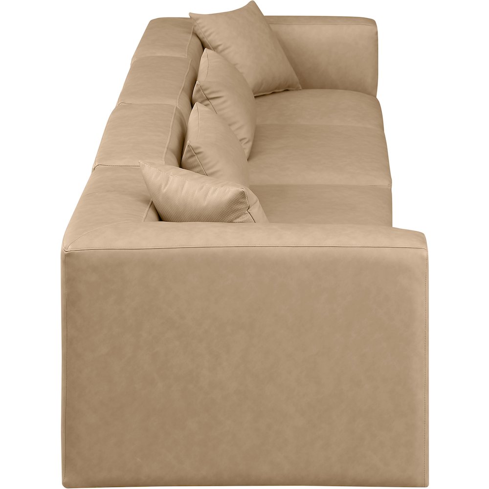 Cube Tan Vegan Leather Modular Sofa