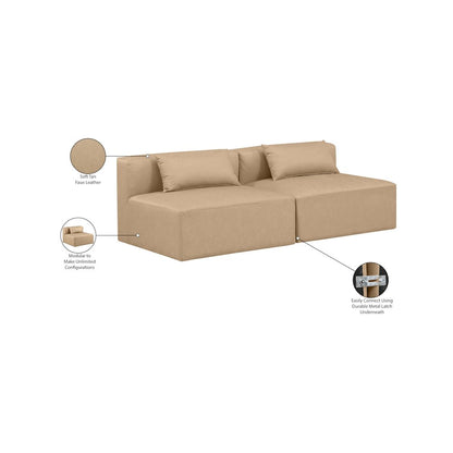 Cube Tan Vegan Leather Modular Sofa