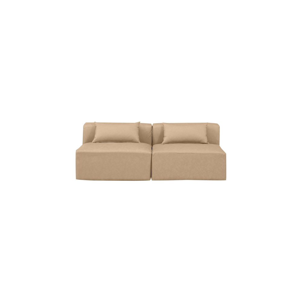 Cube Tan Vegan Leather Modular Sofa