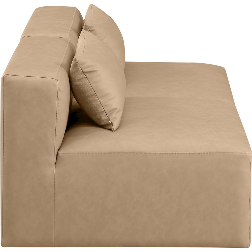 Cube Tan Vegan Leather Modular Sofa