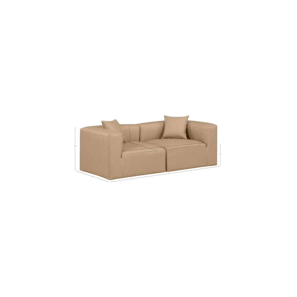 Cube Tan Vegan Leather Modular Sofa