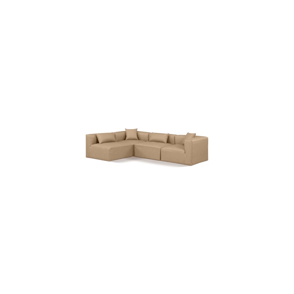 Cube Tan Vegan Leather Modular Sectional