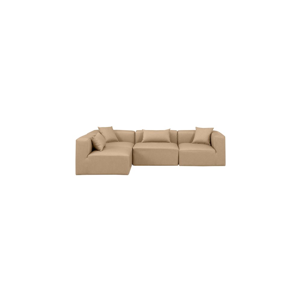 Cube Tan Vegan Leather Modular Sectional