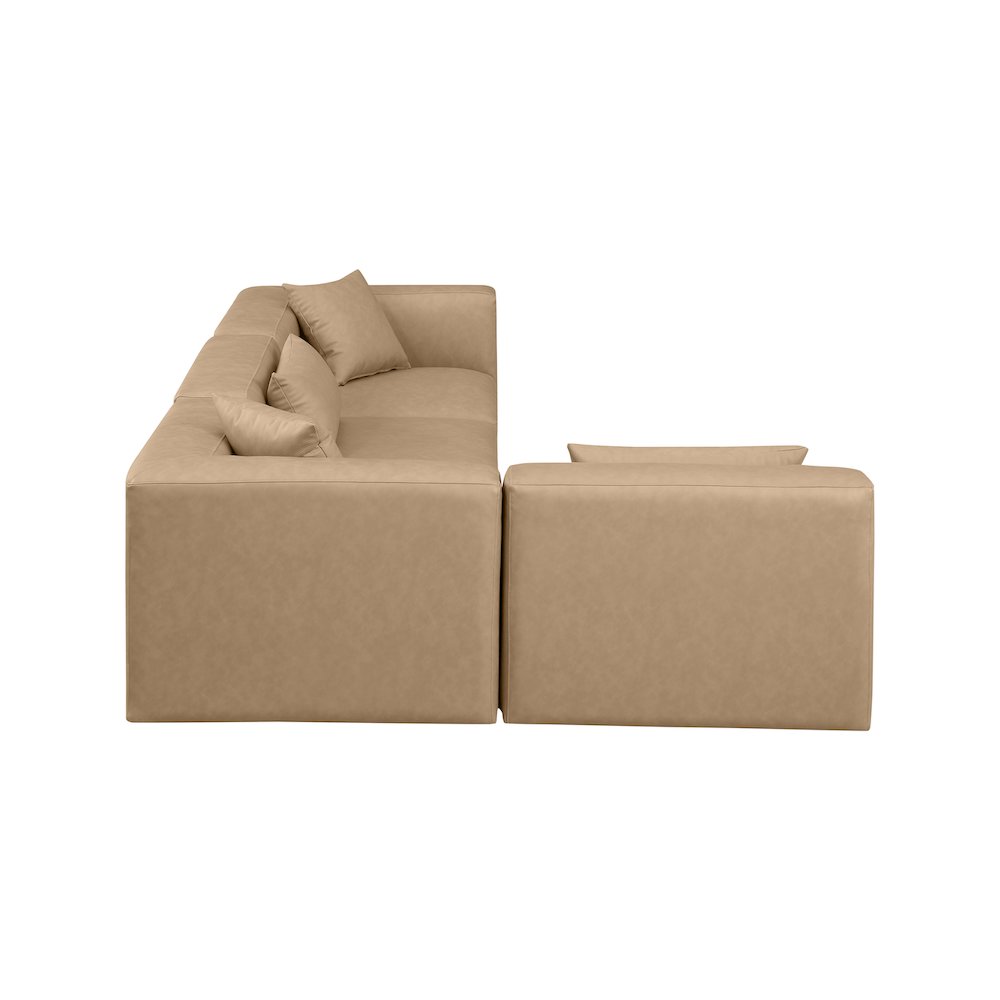Cube Tan Vegan Leather Modular Sectional