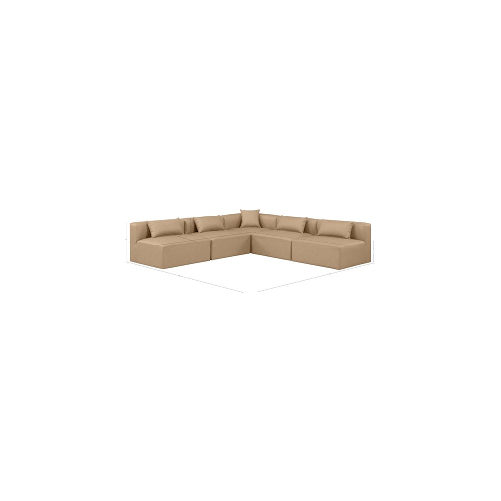 Cube Tan Vegan Leather Modular Sectional