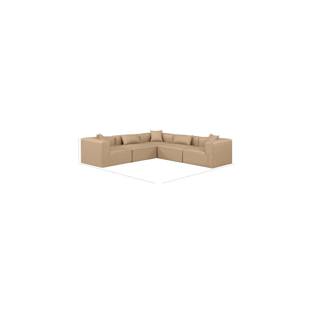 Cube Tan Vegan Leather Modular Sectional
