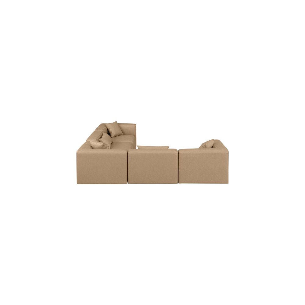 Cube Tan Vegan Leather Modular Sectional