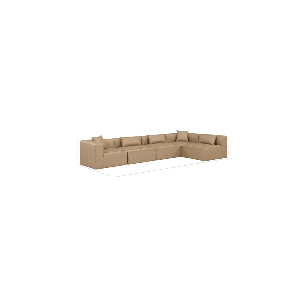 Cube Tan Vegan Leather Modular Sectional