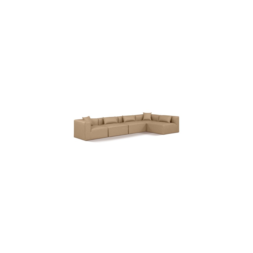 Cube Tan Vegan Leather Modular Sectional