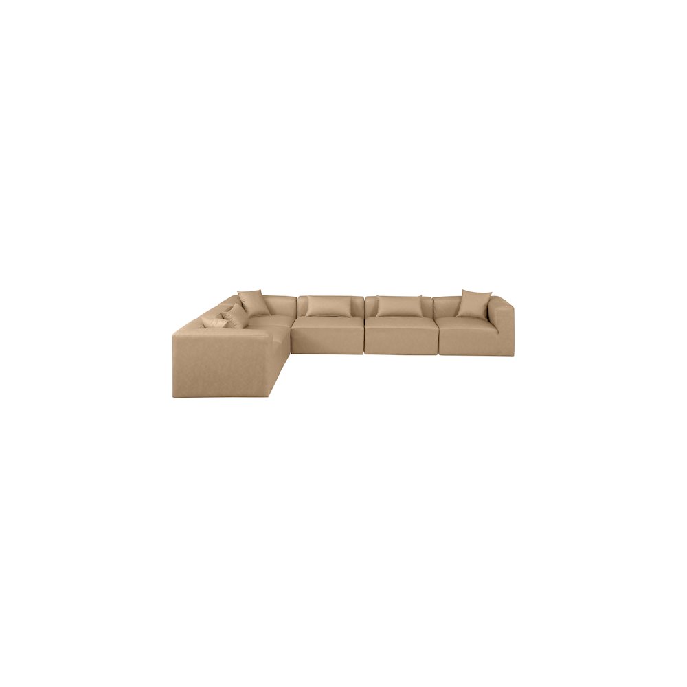 Cube Tan Vegan Leather Modular Sectional