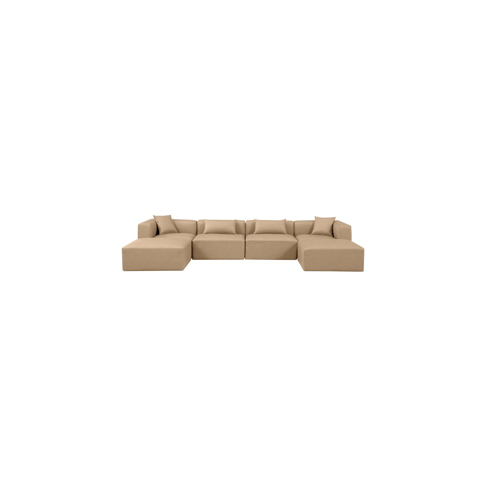 Cube Tan Vegan Leather Modular Sectional