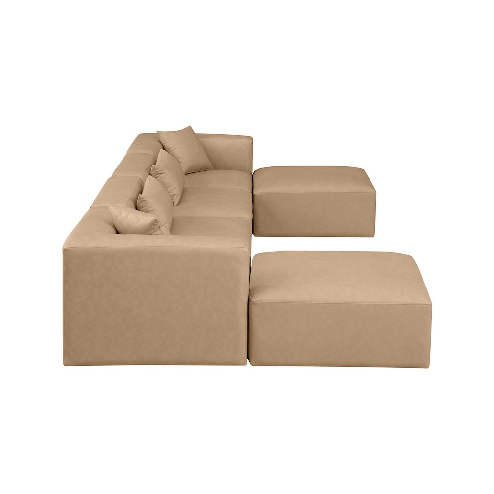 Cube Tan Vegan Leather Modular Sectional