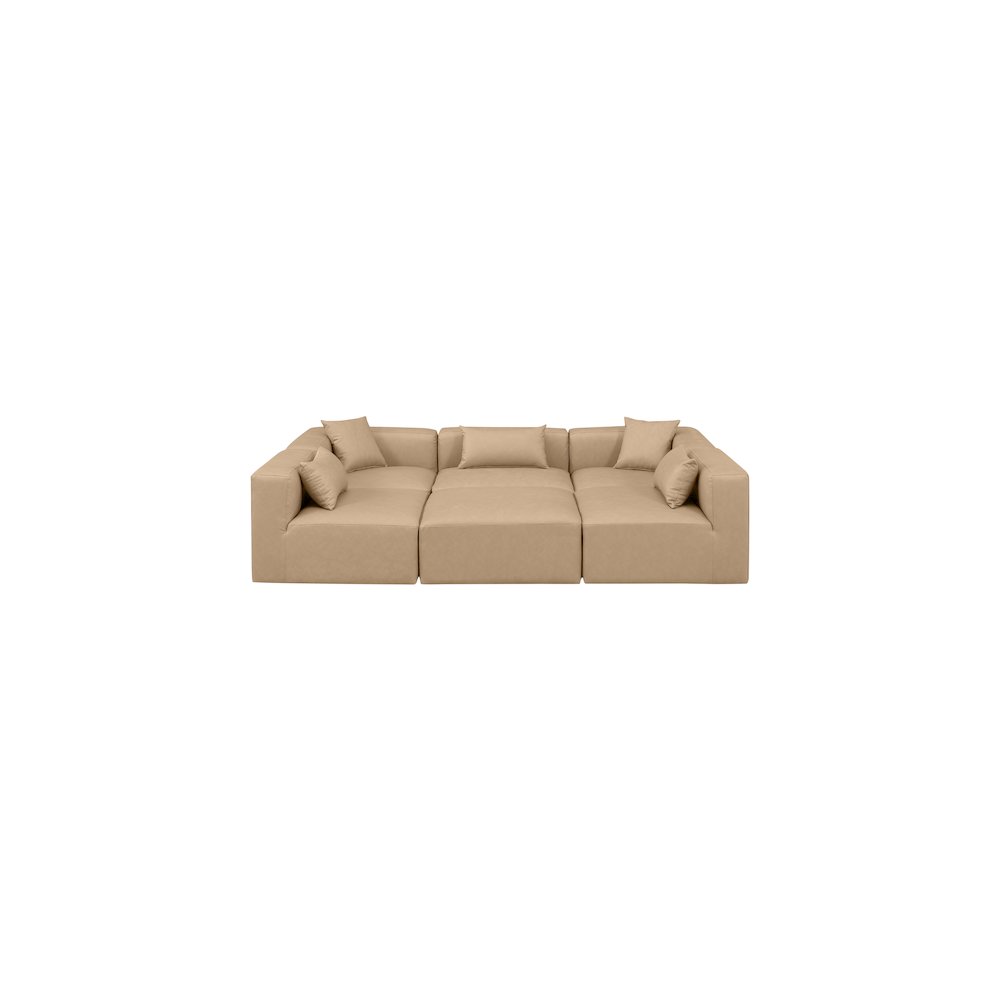 Cube Tan Vegan Leather Modular Sectional