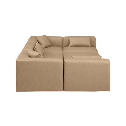 Cube Tan Vegan Leather Modular Sectional