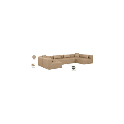 Cube Tan Vegan Leather Modular Sectional