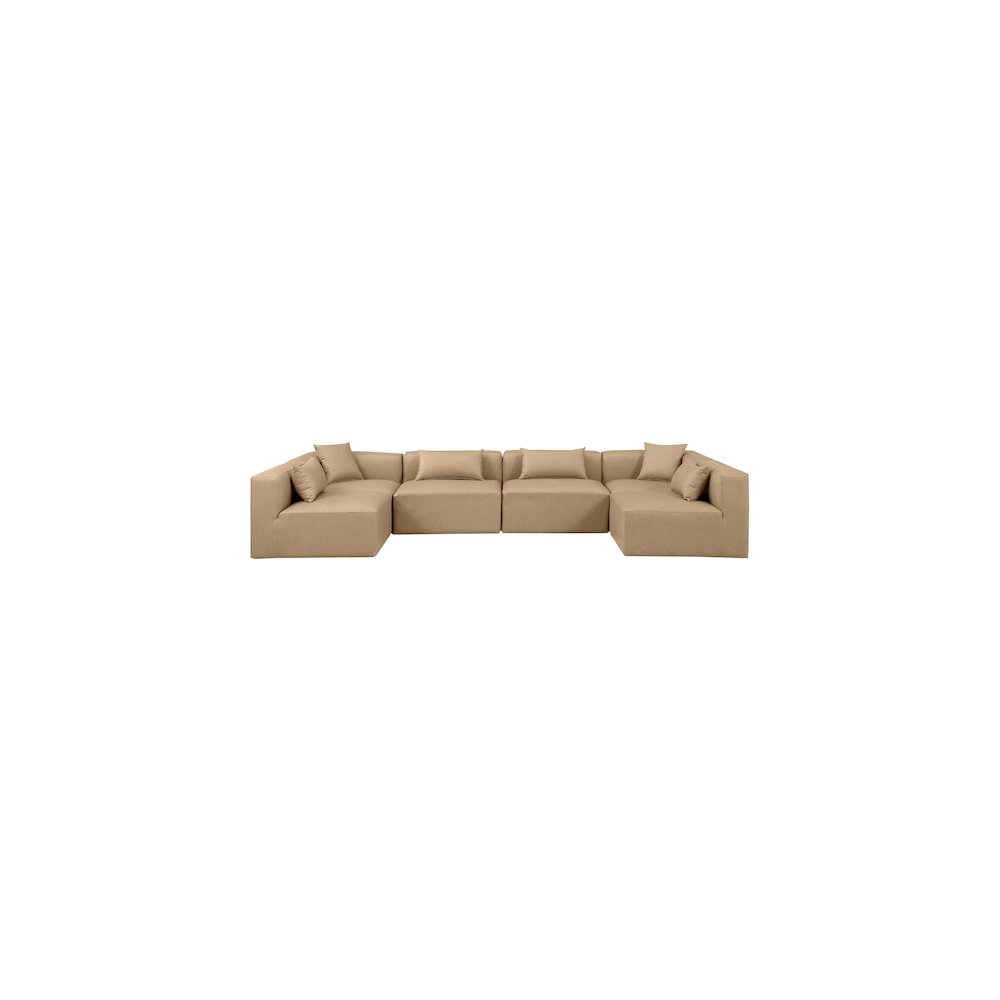 Cube Tan Vegan Leather Modular Sectional