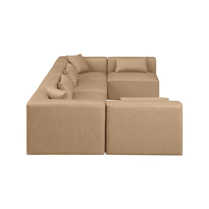 Cube Tan Vegan Leather Modular Sectional