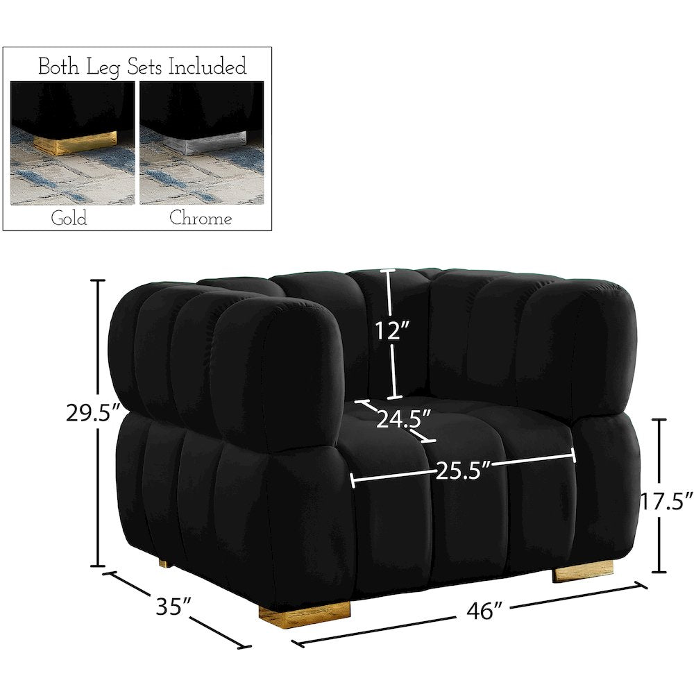 Gwen Black Velvet Chair