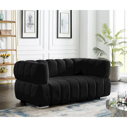Gwen Black Velvet Loveseat