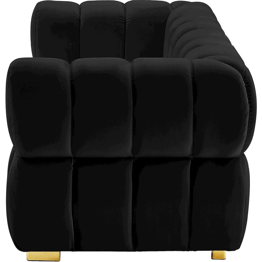 Gwen Black Velvet Loveseat