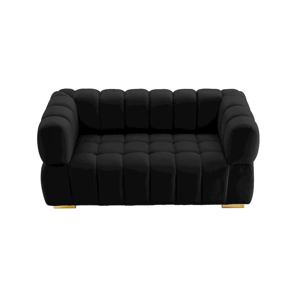 Gwen Black Velvet Loveseat