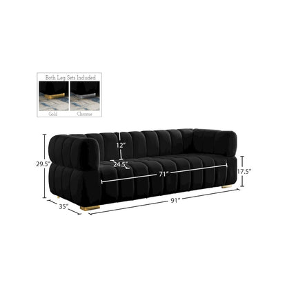 Gwen Black Velvet Sofa
