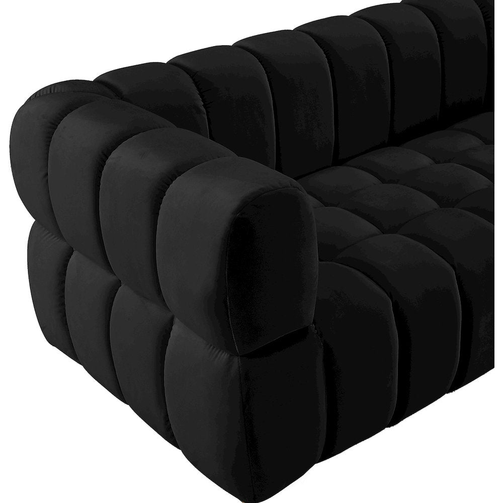Gwen Black Velvet Sofa