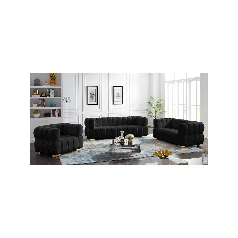 Gwen Black Velvet Sofa