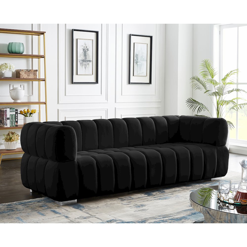 Gwen Black Velvet Sofa