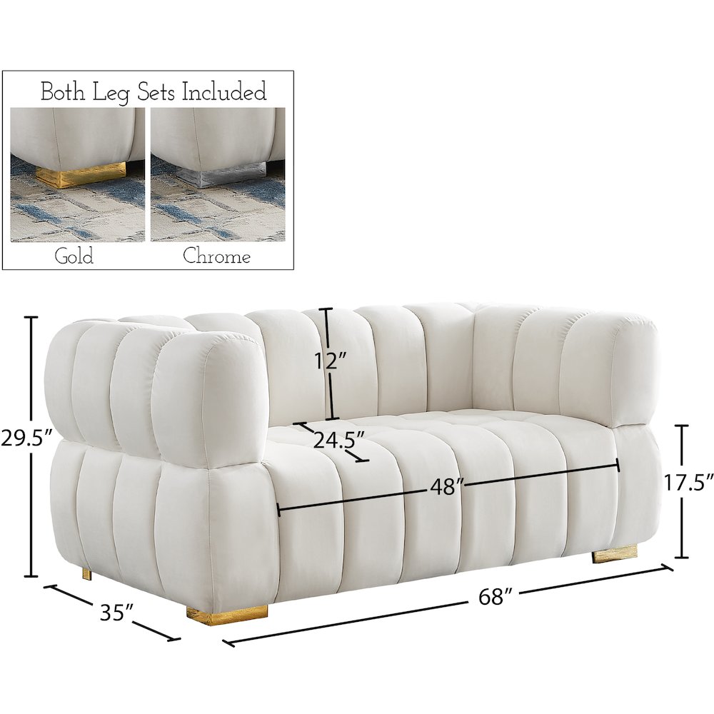 Gwen Cream Velvet Loveseat
