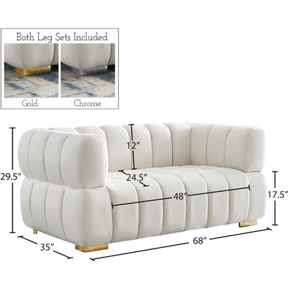 Gwen Cream Velvet Loveseat