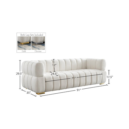 Gwen Cream Velvet Sofa