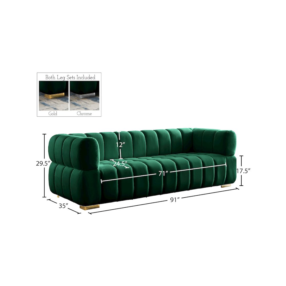 Gwen Green Velvet Sofa