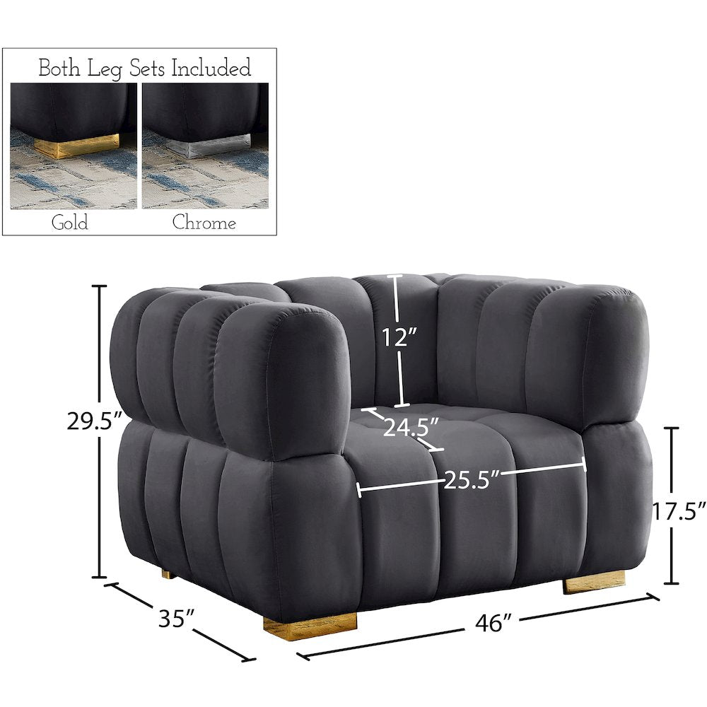 Gwen Grey Velvet Chair