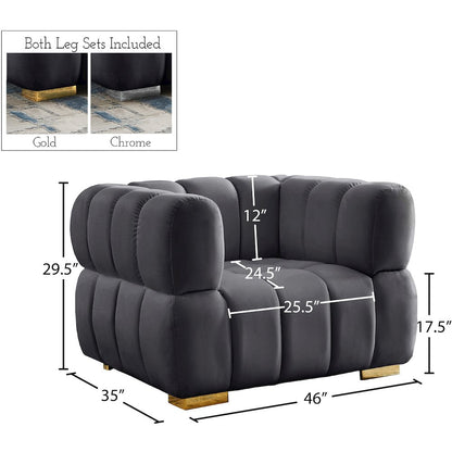 Gwen Grey Velvet Chair