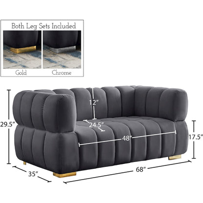 Gwen Grey Velvet Loveseat