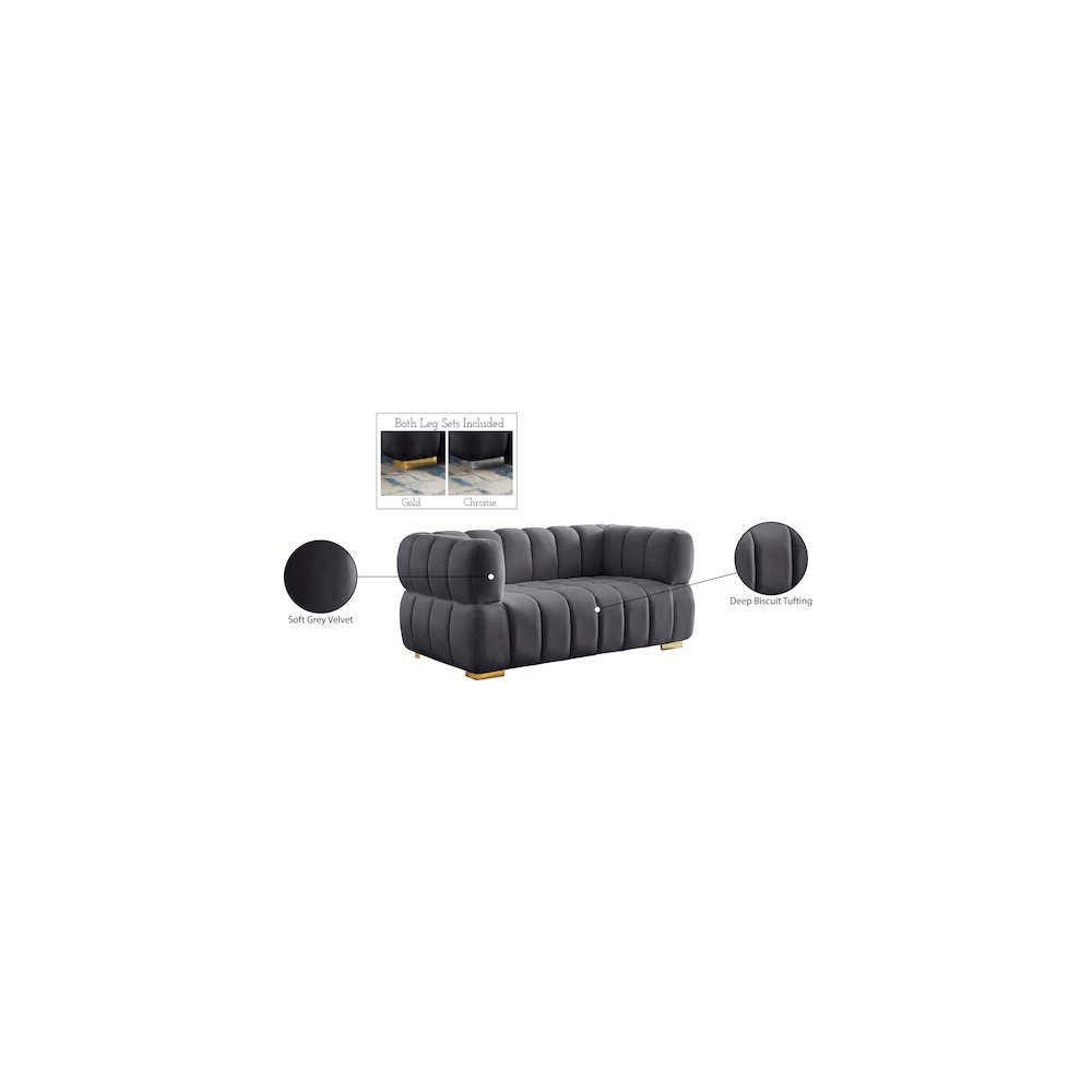 Gwen Grey Velvet Loveseat